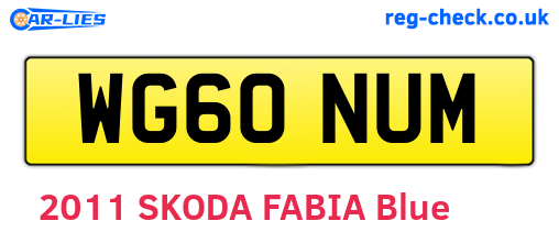 WG60NUM are the vehicle registration plates.