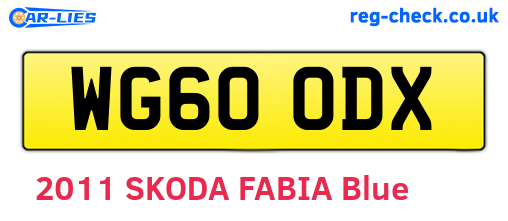 WG60ODX are the vehicle registration plates.