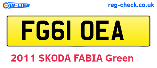 FG61OEA are the vehicle registration plates.