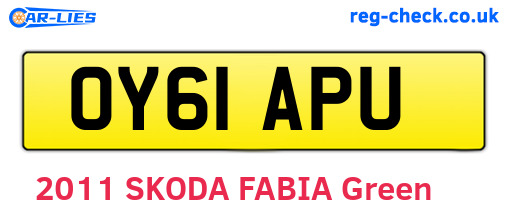 OY61APU are the vehicle registration plates.