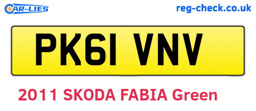 PK61VNV are the vehicle registration plates.