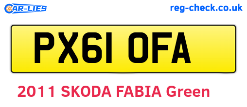 PX61OFA are the vehicle registration plates.