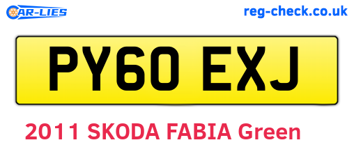 PY60EXJ are the vehicle registration plates.