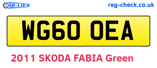 WG60OEA are the vehicle registration plates.
