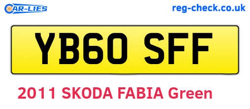 YB60SFF are the vehicle registration plates.