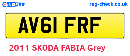 AV61FRF are the vehicle registration plates.