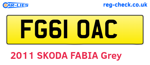 FG61OAC are the vehicle registration plates.