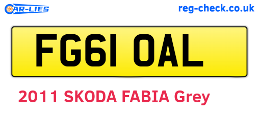 FG61OAL are the vehicle registration plates.