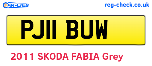 PJ11BUW are the vehicle registration plates.
