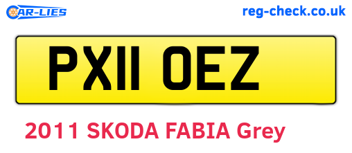 PX11OEZ are the vehicle registration plates.