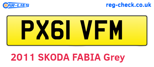 PX61VFM are the vehicle registration plates.