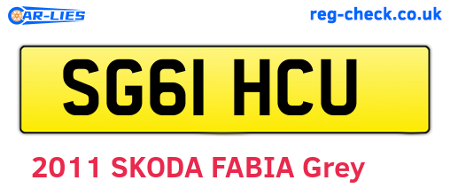 SG61HCU are the vehicle registration plates.