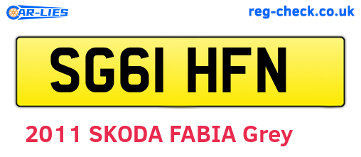 SG61HFN are the vehicle registration plates.