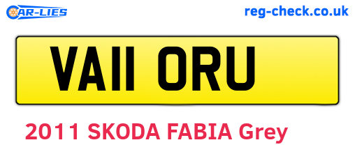 VA11ORU are the vehicle registration plates.