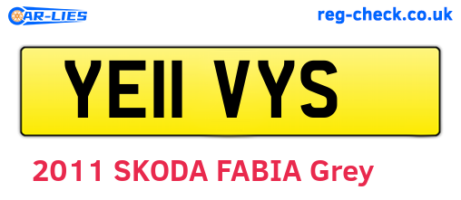 YE11VYS are the vehicle registration plates.