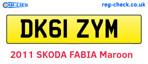 DK61ZYM are the vehicle registration plates.