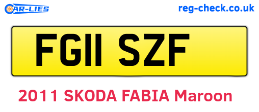 FG11SZF are the vehicle registration plates.