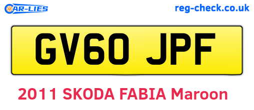 GV60JPF are the vehicle registration plates.