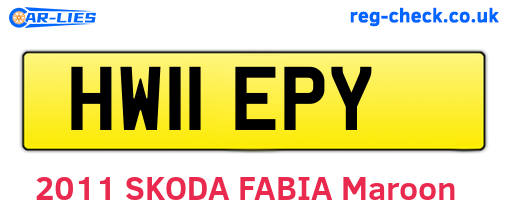 HW11EPY are the vehicle registration plates.