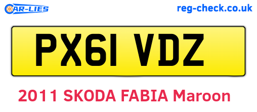 PX61VDZ are the vehicle registration plates.