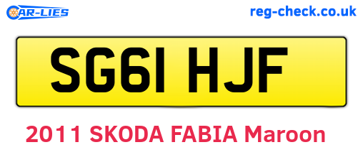 SG61HJF are the vehicle registration plates.