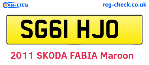 SG61HJO are the vehicle registration plates.