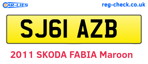 SJ61AZB are the vehicle registration plates.