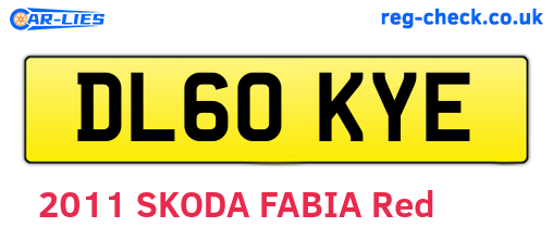 DL60KYE are the vehicle registration plates.