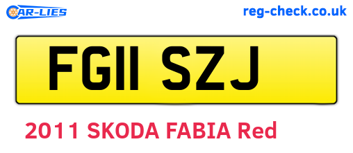 FG11SZJ are the vehicle registration plates.