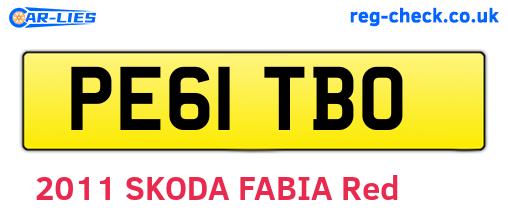 PE61TBO are the vehicle registration plates.