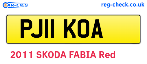 PJ11KOA are the vehicle registration plates.