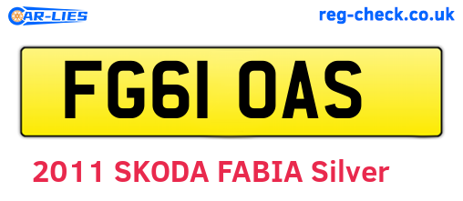 FG61OAS are the vehicle registration plates.