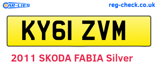 KY61ZVM are the vehicle registration plates.