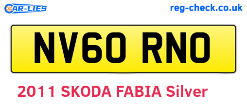 NV60RNO are the vehicle registration plates.