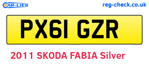 PX61GZR are the vehicle registration plates.