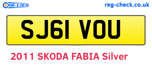 SJ61VOU are the vehicle registration plates.