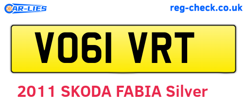 VO61VRT are the vehicle registration plates.
