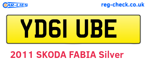 YD61UBE are the vehicle registration plates.