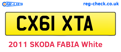 CX61XTA are the vehicle registration plates.