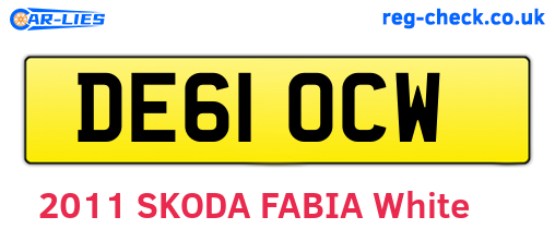 DE61OCW are the vehicle registration plates.