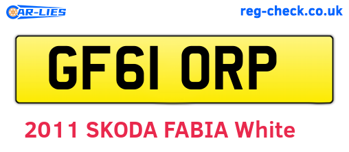 GF61ORP are the vehicle registration plates.