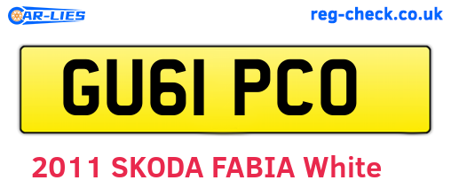 GU61PCO are the vehicle registration plates.