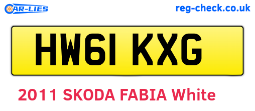 HW61KXG are the vehicle registration plates.
