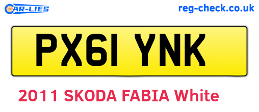 PX61YNK are the vehicle registration plates.