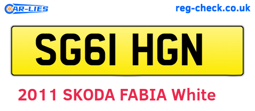 SG61HGN are the vehicle registration plates.