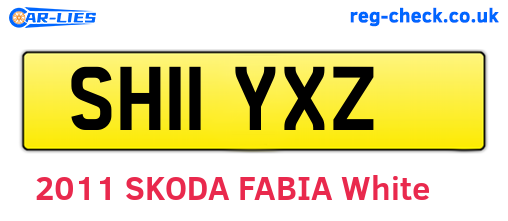 SH11YXZ are the vehicle registration plates.