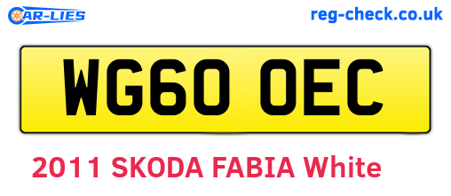 WG60OEC are the vehicle registration plates.