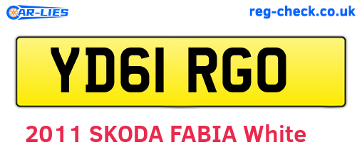 YD61RGO are the vehicle registration plates.