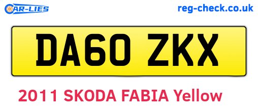 DA60ZKX are the vehicle registration plates.