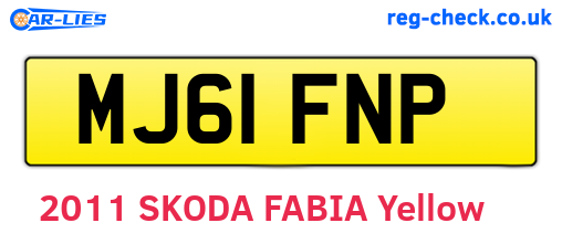 MJ61FNP are the vehicle registration plates.
